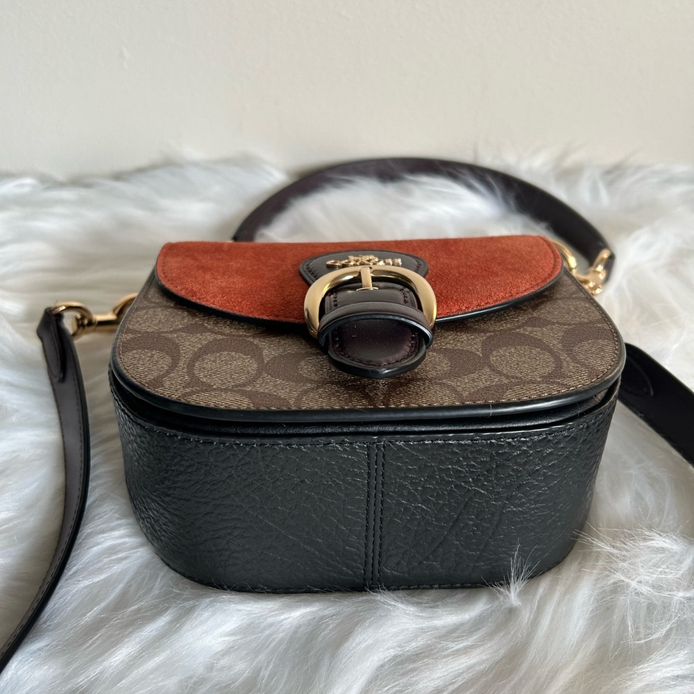 Coach Kleo Hobo Brown Rust Signature Canvas Suede‎ Shoulder Bag Excellent - Picture 4 of 9